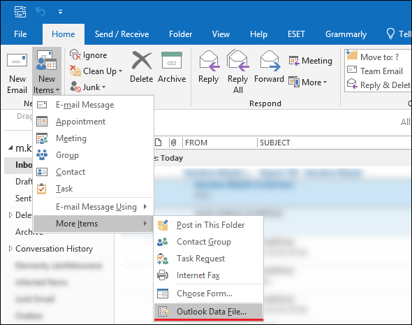 how to add a archive folder in outlook 2016
